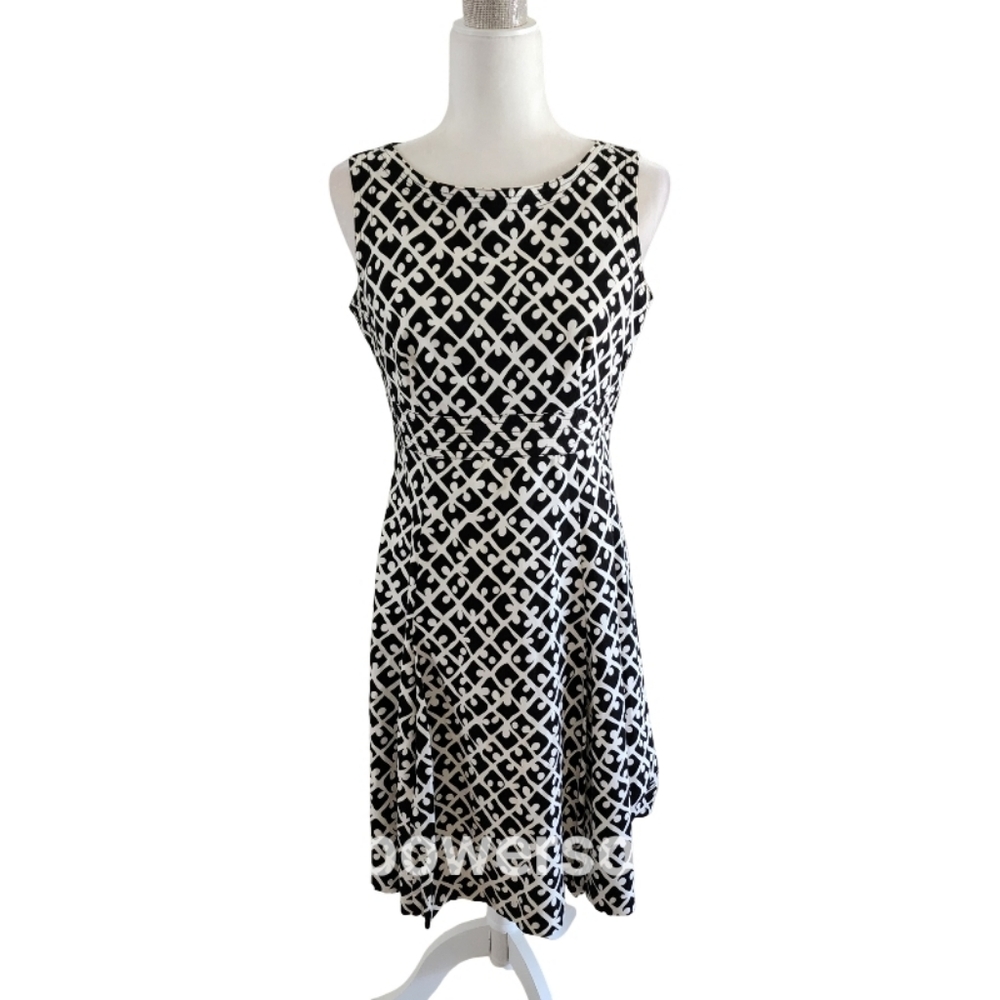 Talbot's Black and White Fit And Flare Dress